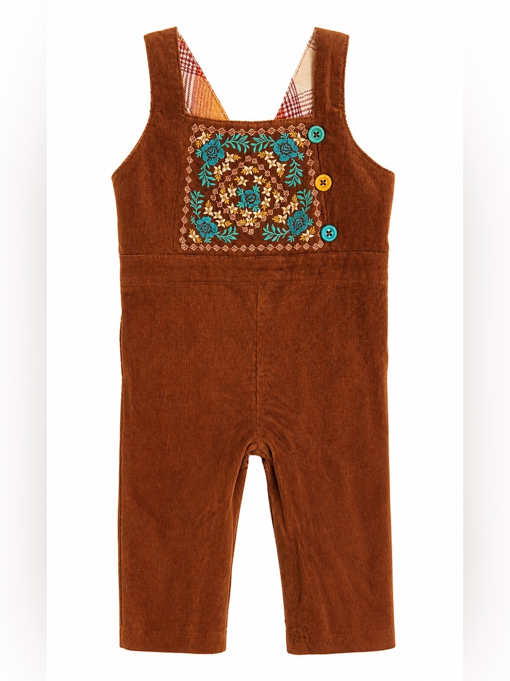 Matilda Jane Kimberly Micro Cord Overalls NWT Brown Floral Embroidery